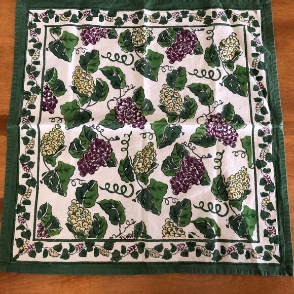 Pomegranate Napkins Set of 4 Vineyard Grapes 20x20" Cotton India - Picture 4 of 6